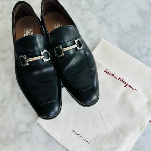 SALVATORE FERRAGAMO Benford Black Smooth Leather Bit Loafer Size 8.5 E Wide - Picture 11 of 12